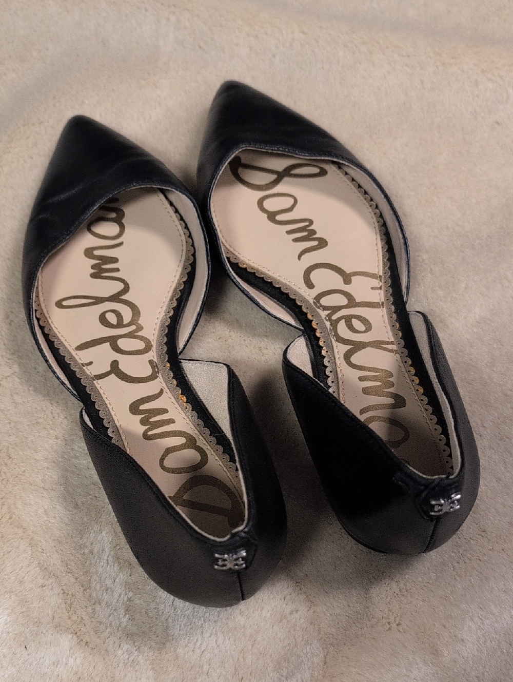 Sam Edelman Black Pointed D'Orsay Leather Flats
